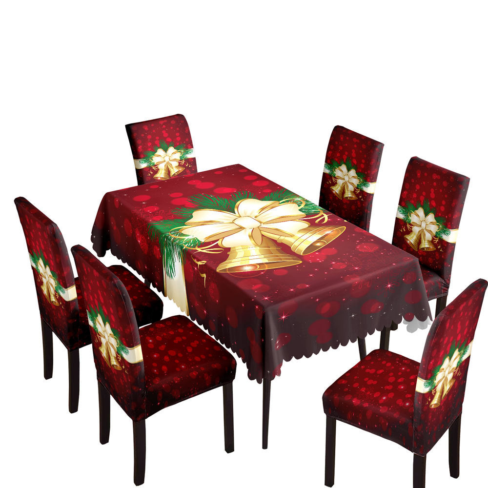 Christmas printed tablecloth, chair cover, waterproof, oil resistant, festive decoration, dining table cloth, chair cover, universal household use