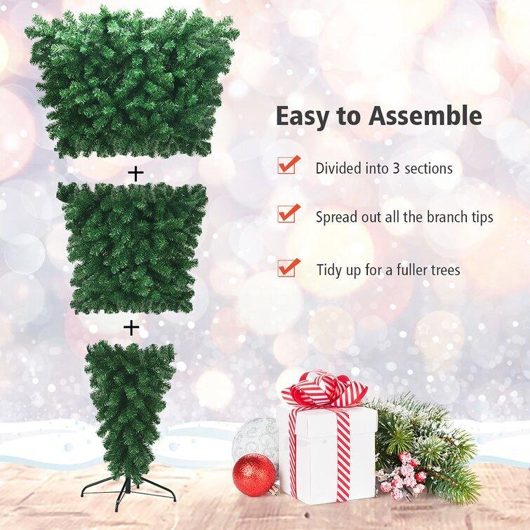 Artificial Christmas Pine Tree, Upside Down Design for Creative Holiday Decor