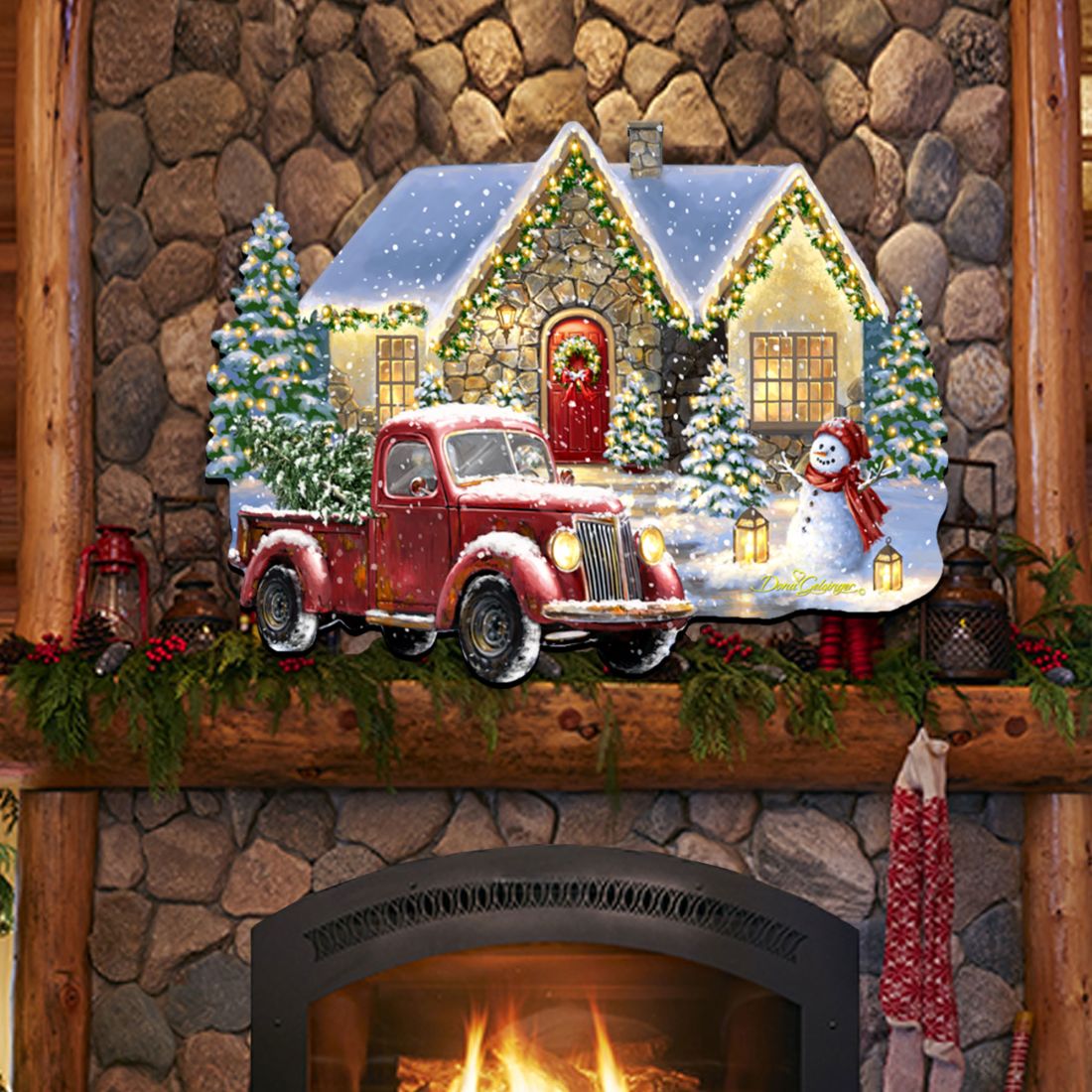 Christmas Light Lane with Truck Door Decor by D. Gelsinger - Christmas Santa Snowman Decor - 8461039H-1926