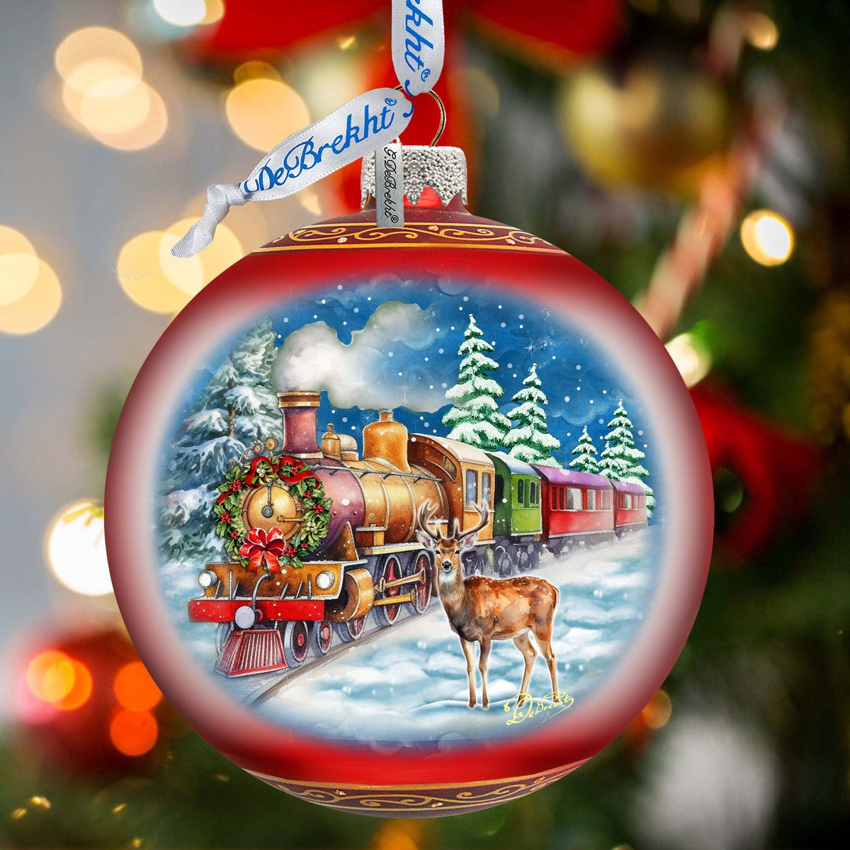 Antler Express Lg Glass Ornament by G.Debrekht - Christmas Holiday Decor - 73946