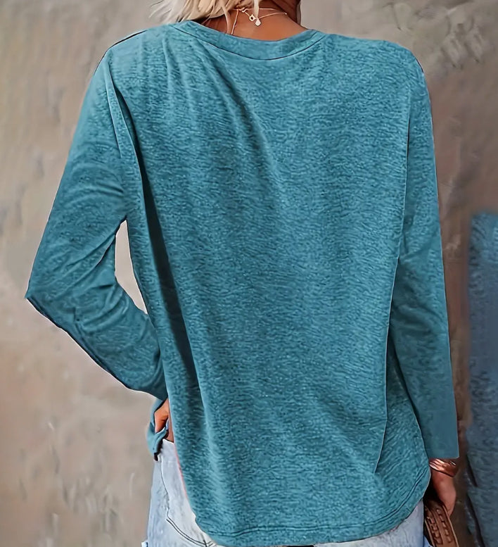 Christmas Tree Print Top Round Neck Shirt Long Sleeve Women's Clothing