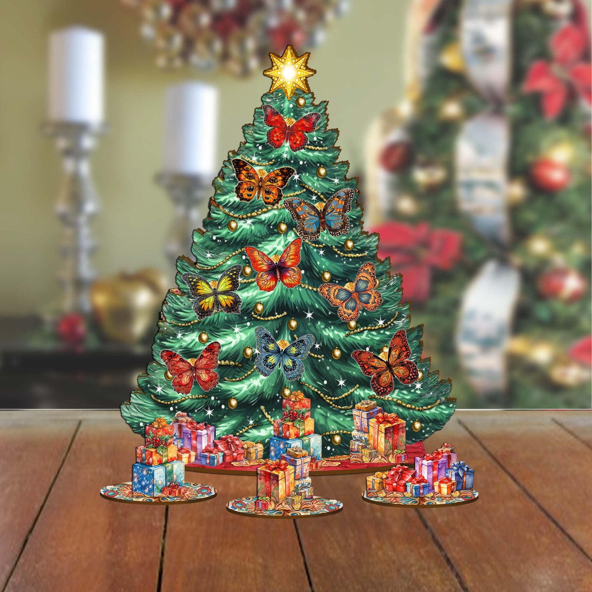 Butterfly Christmas Tree Eco Wood Set by G.DeBrekht Christmas Decor - 8091510