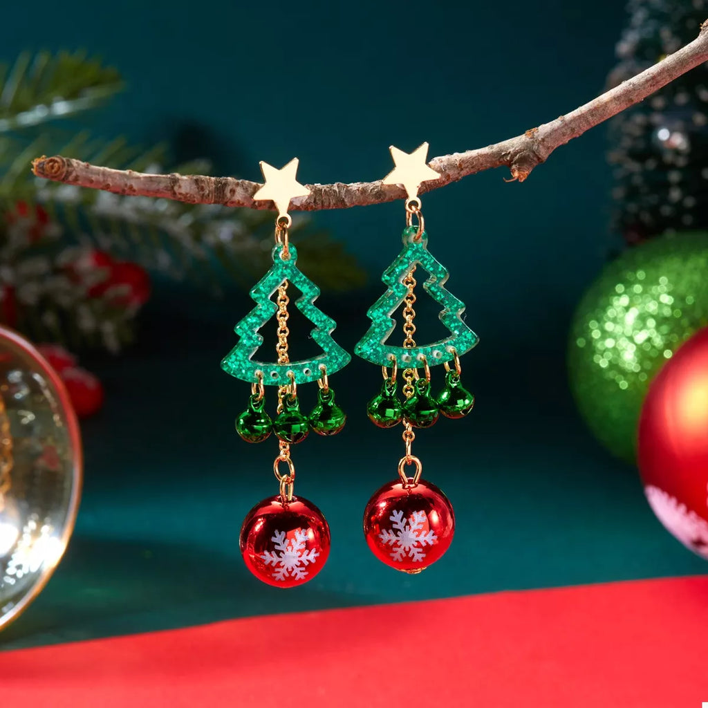 Christmas Tree Ball Drop Earrings