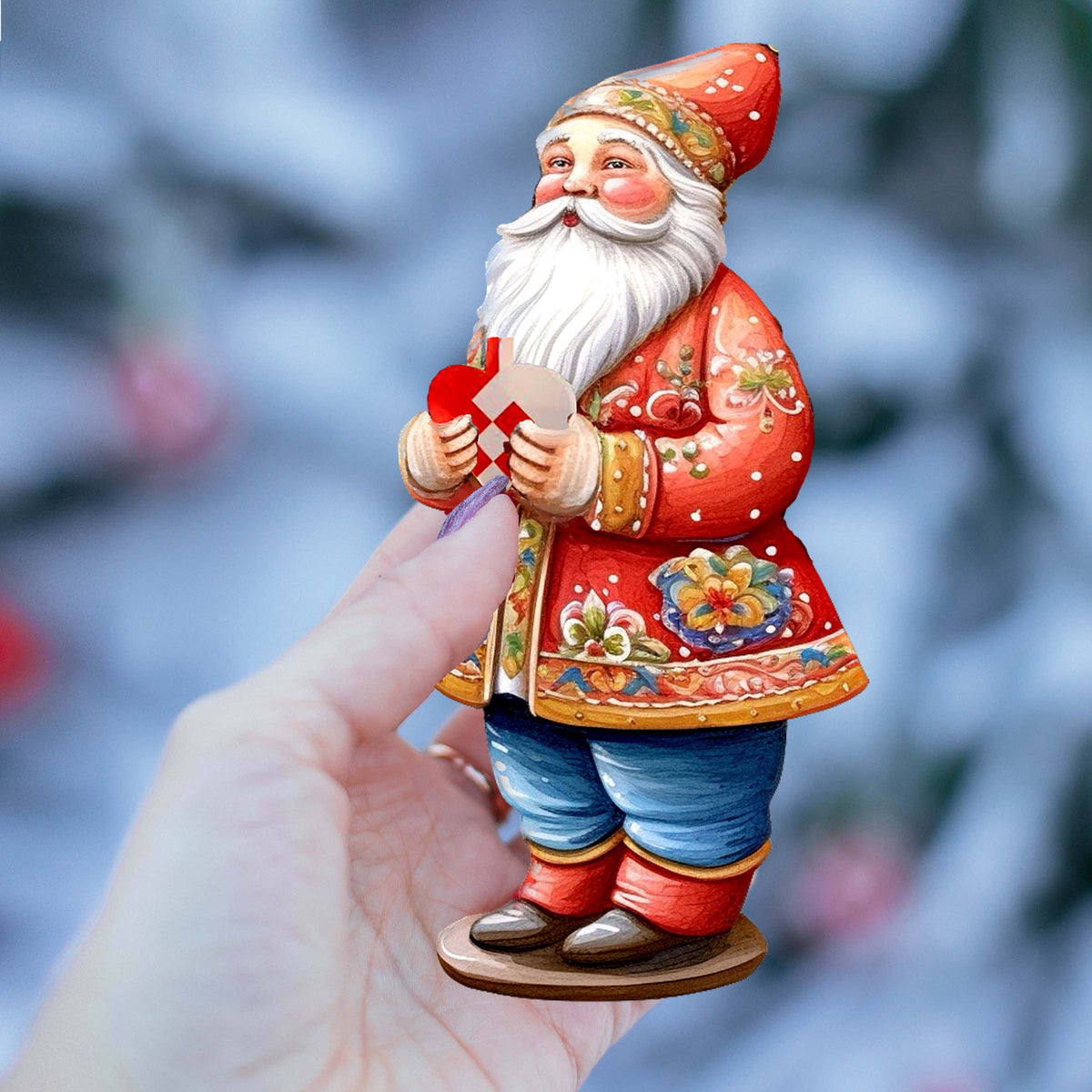 Santas Around the World - Danish Inspired Santa - Eco Wood Ornaments Set of 3 by G. DeBrekht Christmas Santa Snowman Decor - 8091302S3