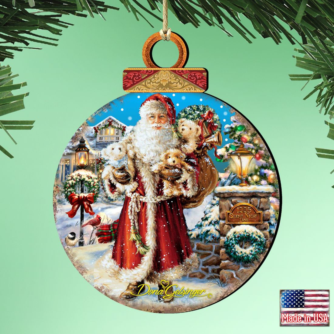 Silent Night Santa Wooden Ornaments by Gelsinger - Christmas Santa Snowman Decor - 8021116-1315