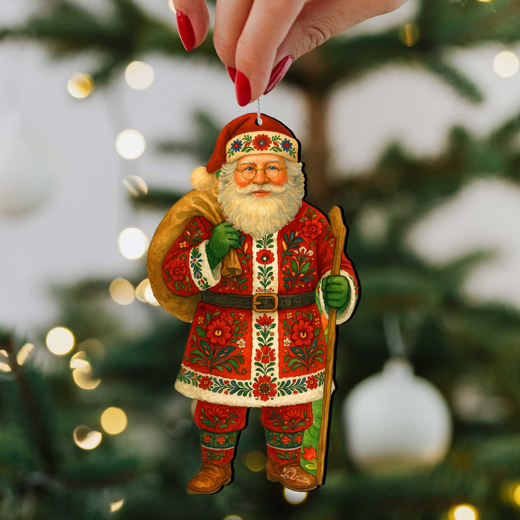 Santas Around the World - Polish Santa Ornaments - Handcrafted Eco Wood Christmas Ornaments Set of 3 by G. DeBrekht - 8091309-S3