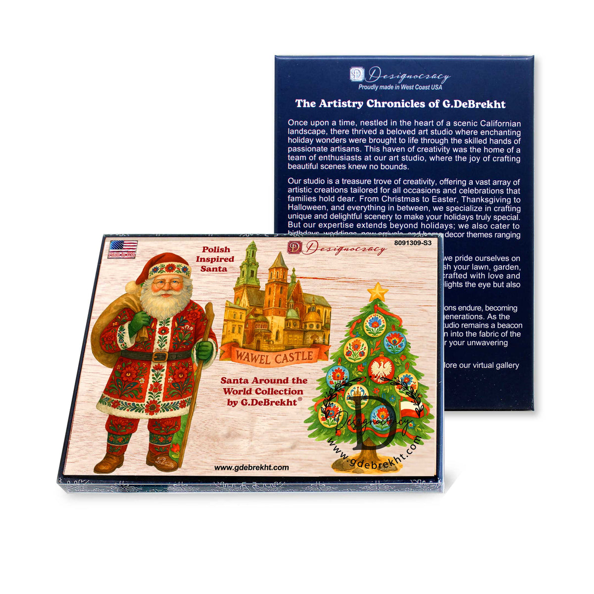 Santas Around the World - Polish Santa Ornaments - Handcrafted Eco Wood Christmas Ornaments Set of 3 by G. DeBrekht - 8091309-S3