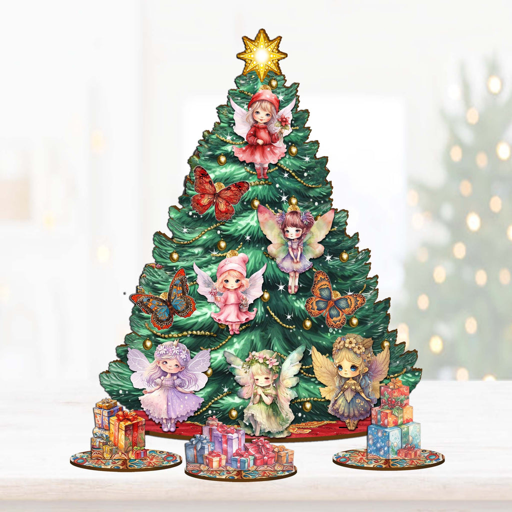 Fairies and Butterflies Christmas Tree Eco Wood Set by G.DeBrekht Christmas Décor - 8091522