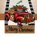 Red car printed table flag Christmas red black checkered linen living room decoration tablecloth