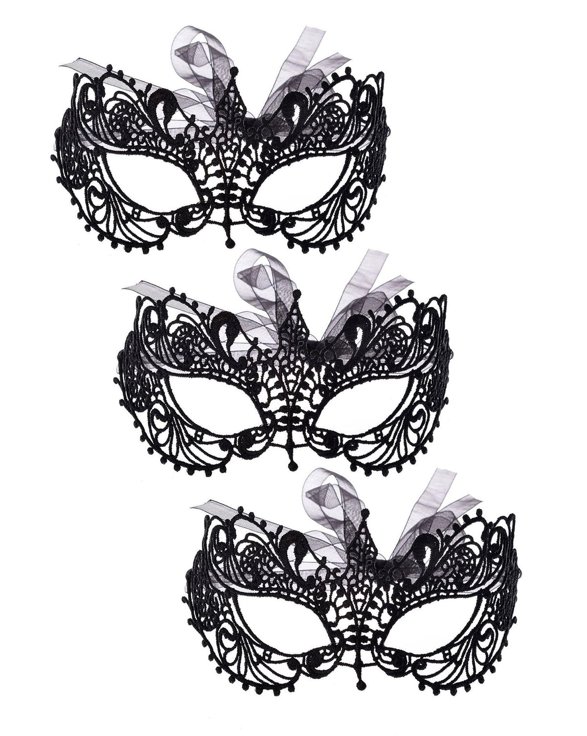 Vintage Venetian Masquerade Masks for Women - Classic Half Face Masks for Parties - 3 Piece Set