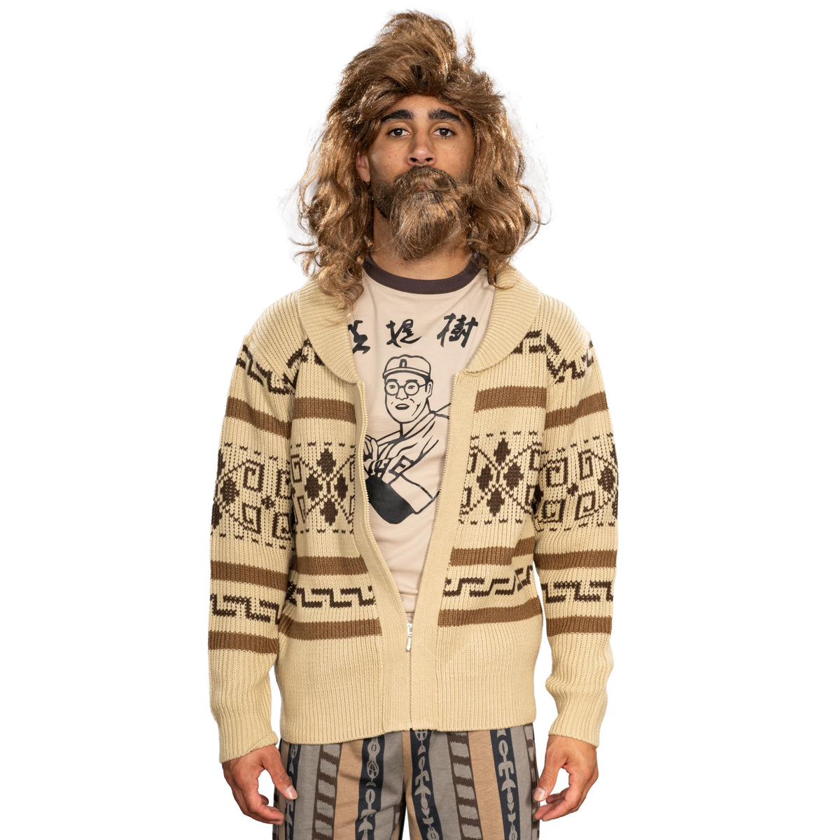 Jeffrey The Dude Zip Up Halloween Cosplay Costume Cardigan Sweater