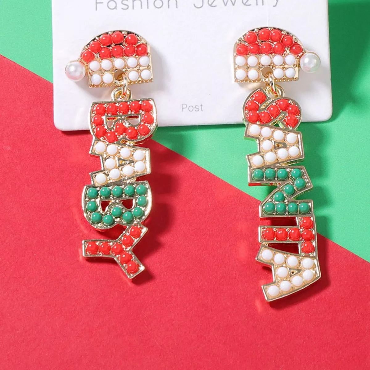 Christmas Beaded BABY Drop Earrings