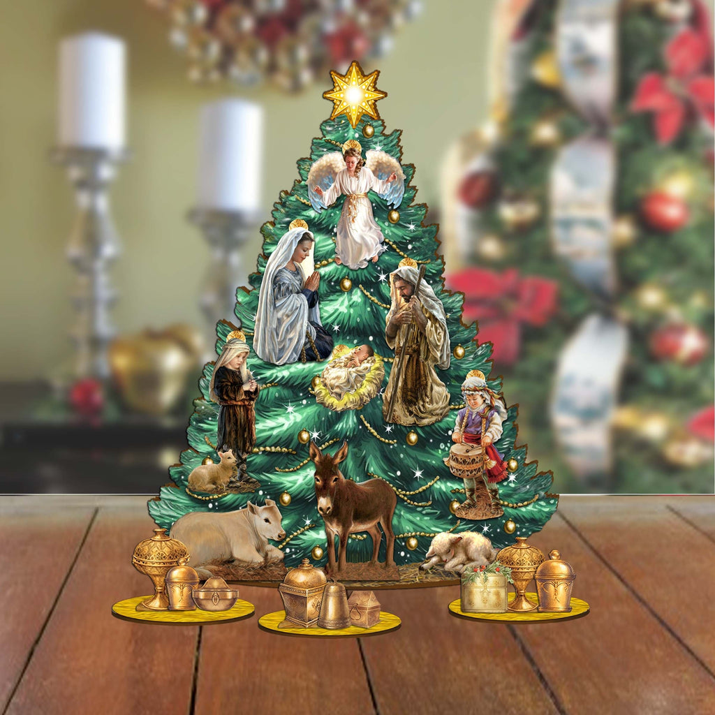 Story of Nativity Christmas Tree Eco Wood Set by D. Gelsinger Christmas Decor - 8091503-1-DG