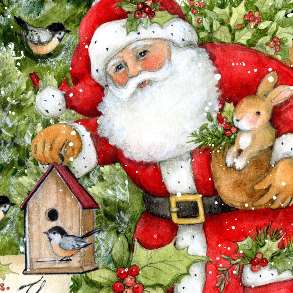 Woodland Santa Playing Christmas Outdoor Dcor by Susan Winget - Christmas Santa Snowman Dcor - 8471103F-SW