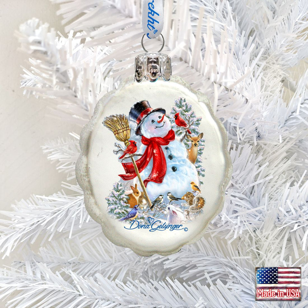 Frosty Forest Friends Mercury Glass Ornament by D. Gelsinger - Christmas Santa Snowman Decor - 778102-1624