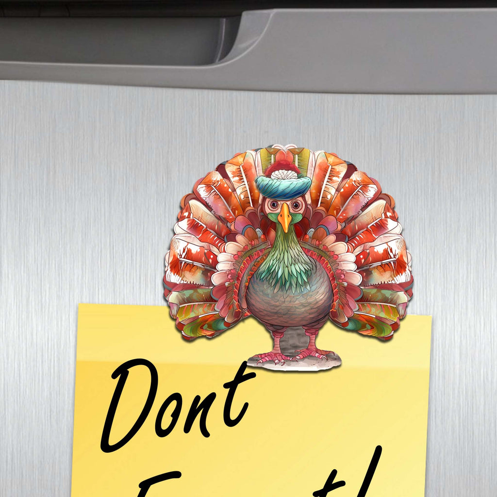 Turkey Decorative Eco Wood Magnets Set of 6 by G. Debrekht - Thanksgiving Decor - 8090027G-S6