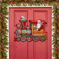 Santa's Train Holiday Door Decor by G. Debrekht - Christmas Santa Snowman Decor - 8611090H