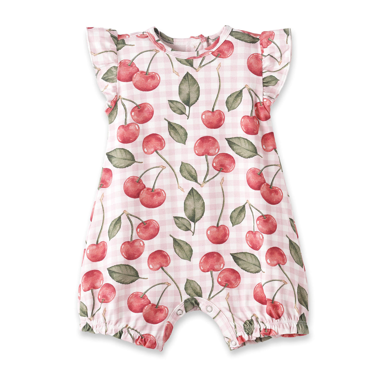 Cherry Picnic Baby Girl Bamboo Bubble Romper