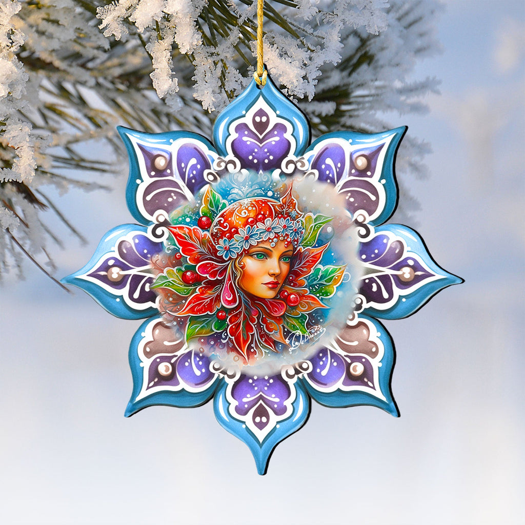 Frosty Fairy Snowflake Wooden Ornaments by G. Debrekht - Christmas Décor - 8688403