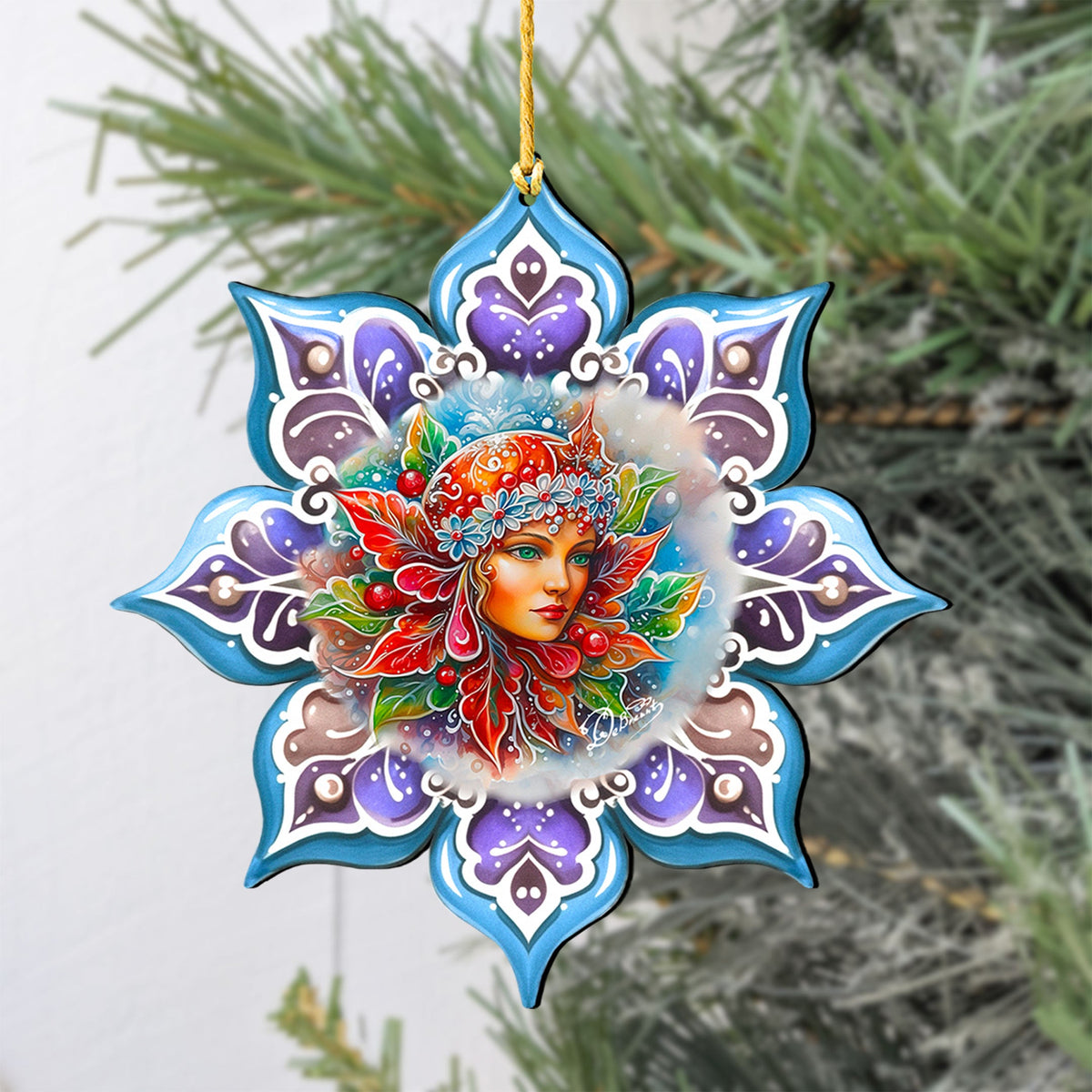 Frosty Fairy Snowflake Wooden Ornaments by G. Debrekht - Christmas Décor - 8688403
