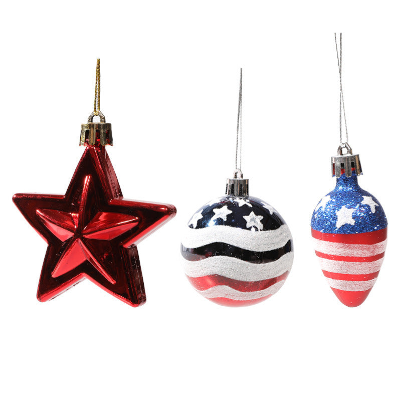 Christmas Ball Independence Day Decoration Hanging Ball Christmas Tree Decoration Prop American Plastic Ball Set