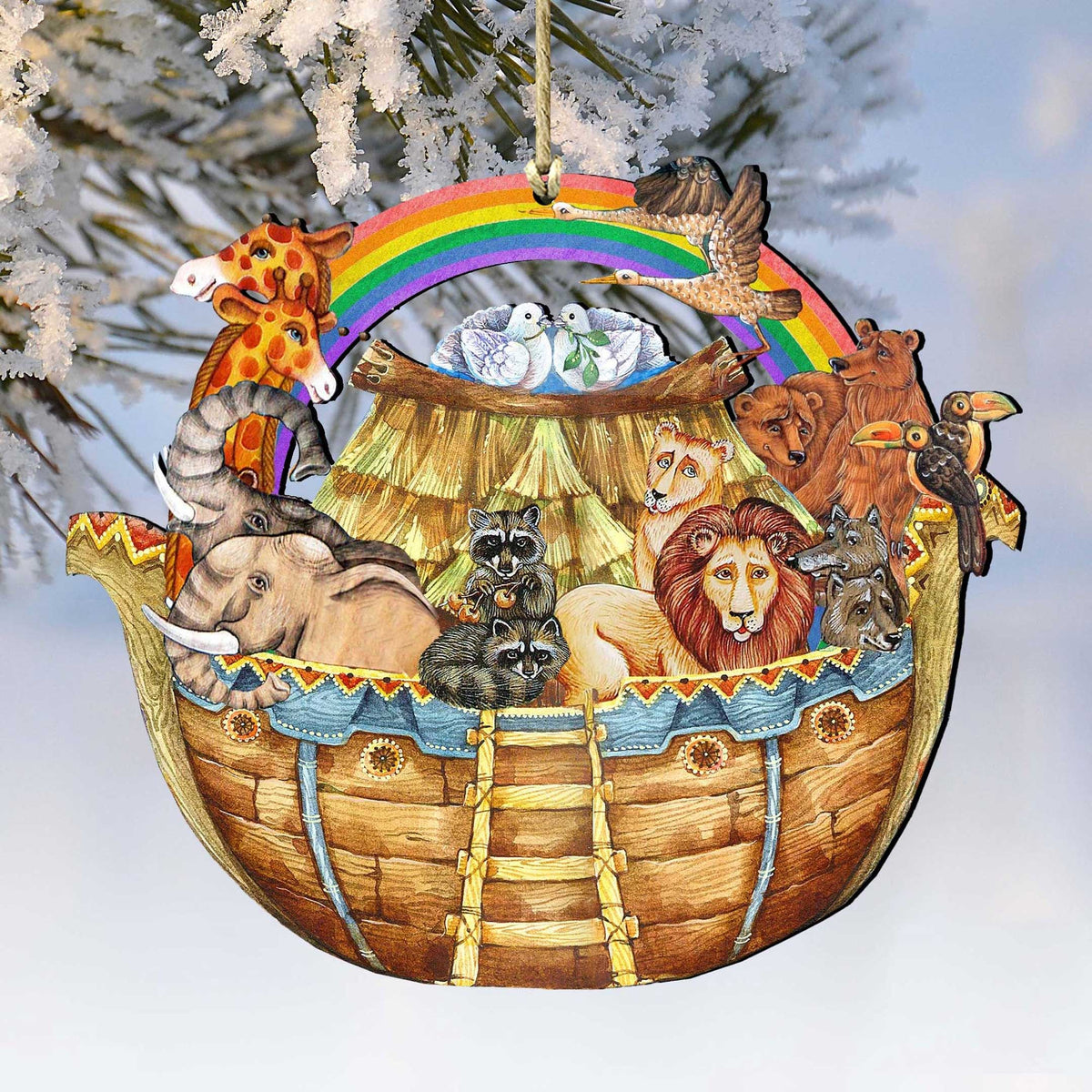 Noah's Ark Christmas Wooden Ornaments by G. DeBrekht - Nativity Holiday Decor - 8114050