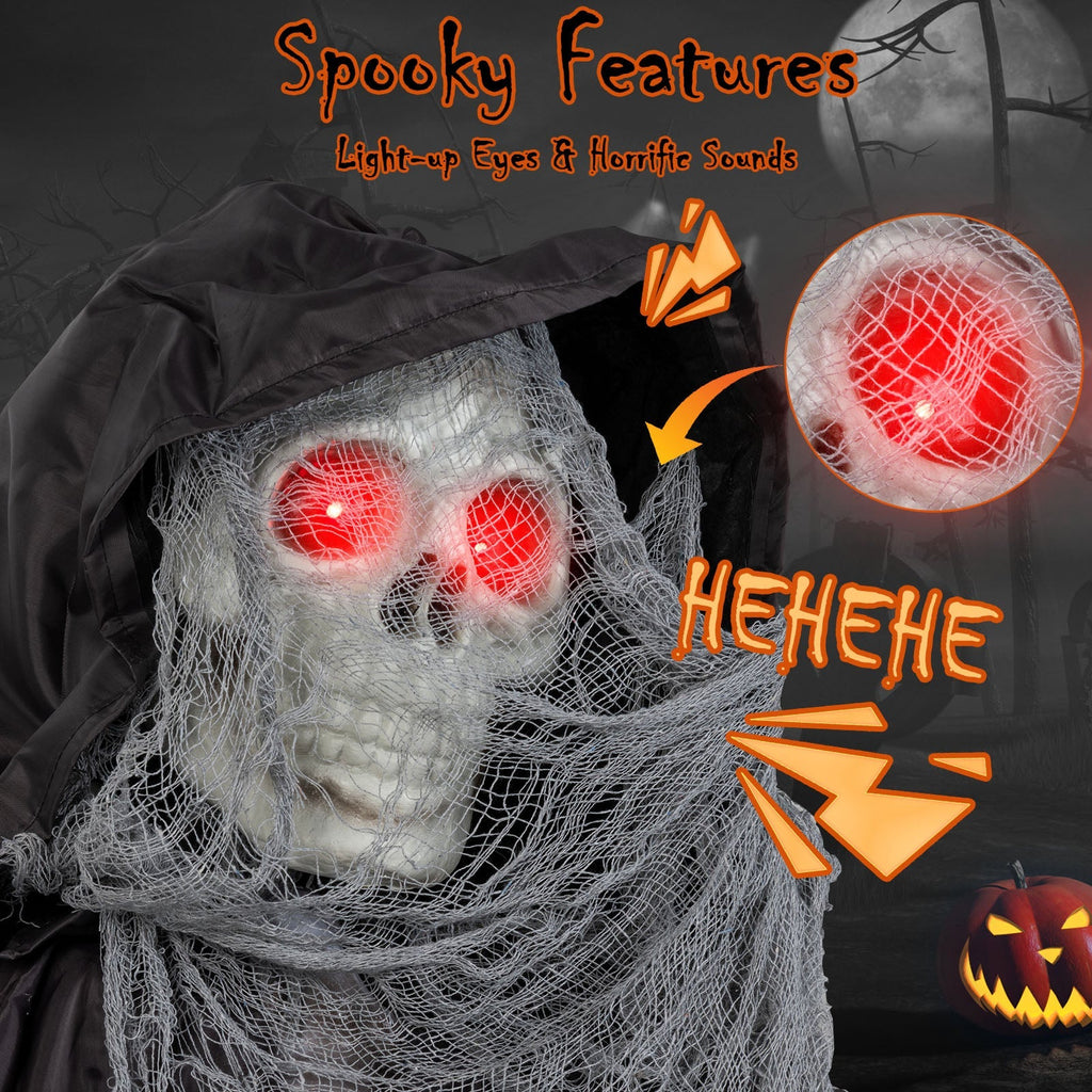 8.5 Feet Halloween Decoration Animated Standing Grim Reaper with Glowing Eyes