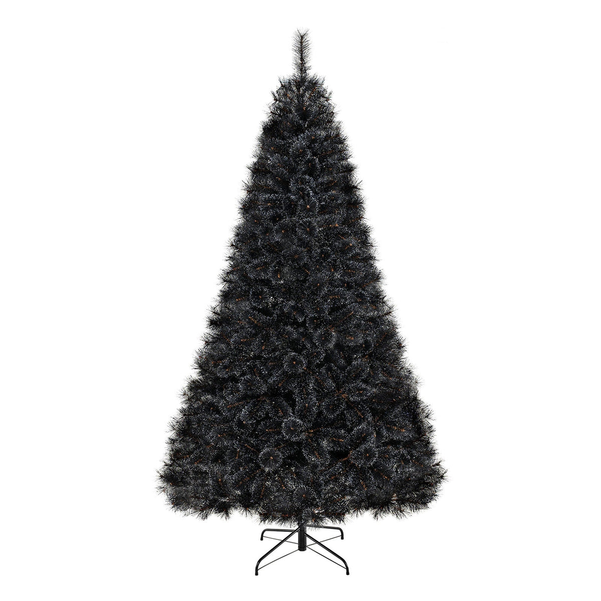 6/7/8 Feet Black Artificial Halloween Christmas Tree with PVC Branch Tips and 210/320/450 Cool White LED Lights