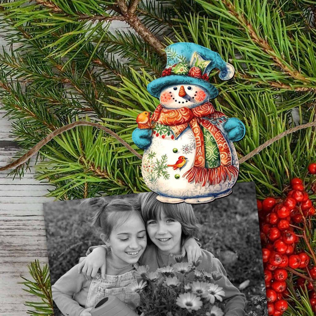 Snowman Clip-On Eco Wood Decorative Ornaments Set of 3 by G. Debrekht - Christmas Decor - 8091023C-S3