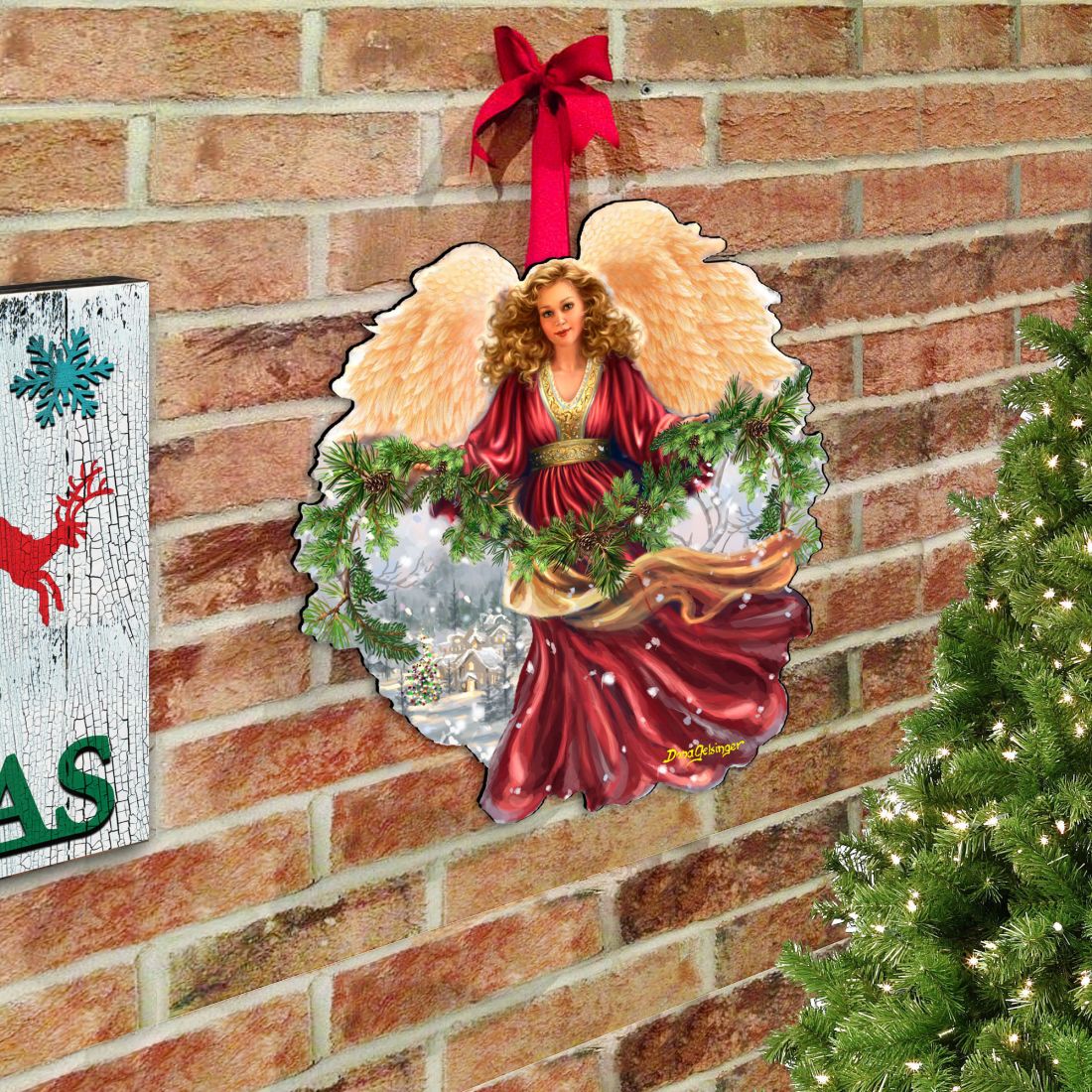 Snowfall Angel Holiday Door Decor by D. Gelsinger - Christmas Decor - 8461068H-DG