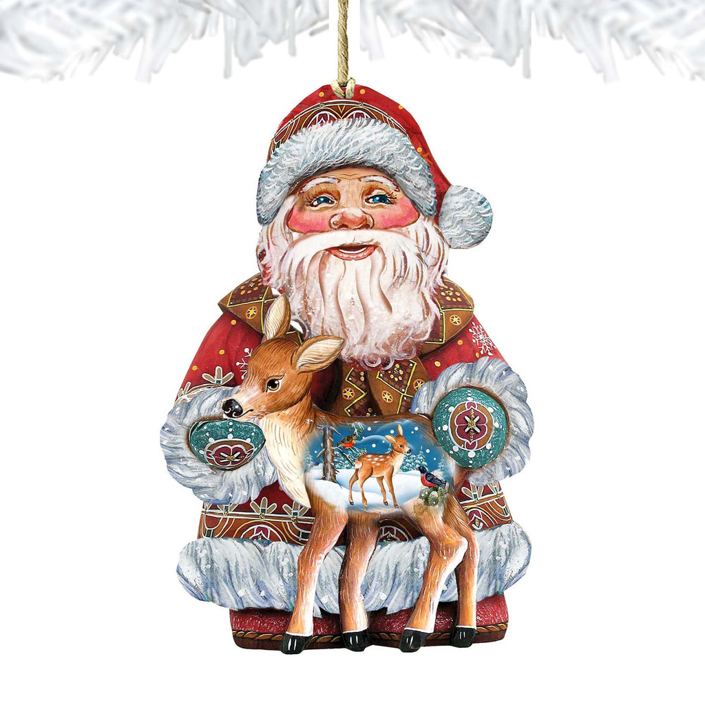 Holiday Fawn Christmas Wooden Ornaments by G. DeBrekht - Christmas Santa Snowman Decor - 8118081