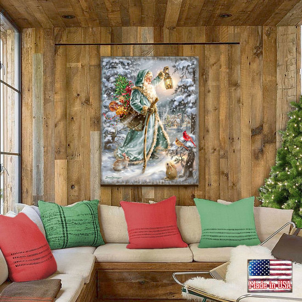 Saint Nicholas Wooden Wall Art by D. Gelsinger - Christmas Santa Snowman Decor - 95679B-DG