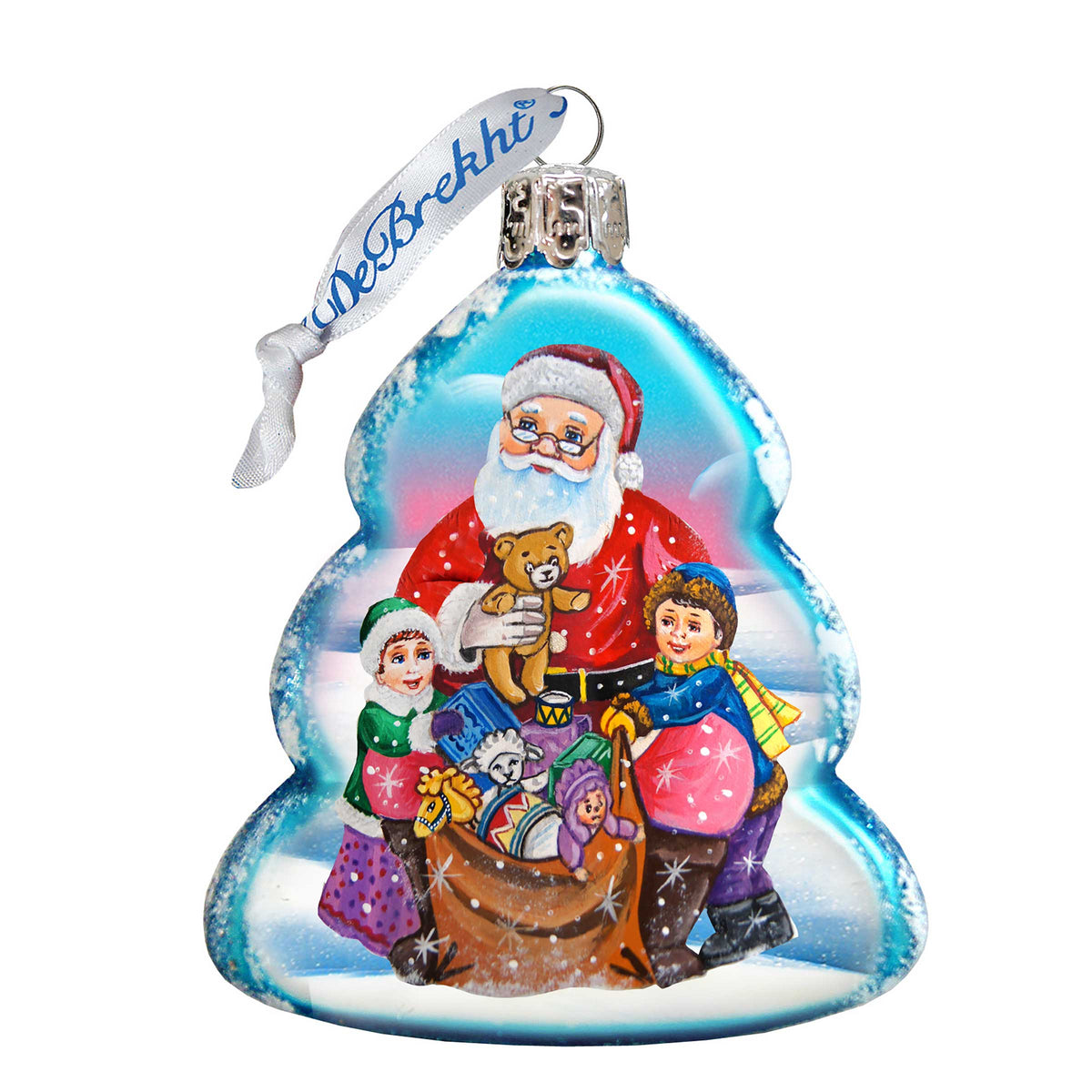 Gift Giving Santa Mercury Glass Ornament by G. DeBrekht - Christmas Santa Snowman Decor - 773013