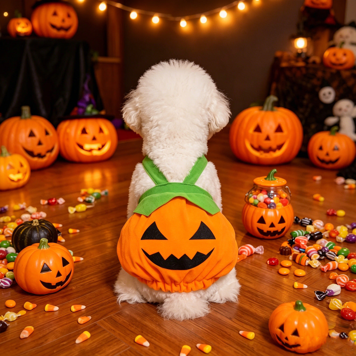 Halloween Pumpkin Pet Costume Dress, Funny Pumpkin Transform Outfit, Adjustable Harness Dress For Small Dogs Cats, Cute Halloween Party Cosplay Clothes For Teddy Bichon Puppy Kitten