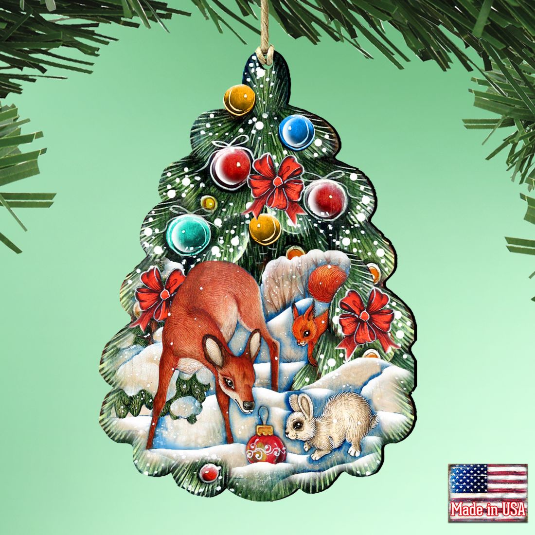 Forest Christmas Tree Wooden Ornaments by G. DeBrekht - Wildlife Holiday Decor - 8119182