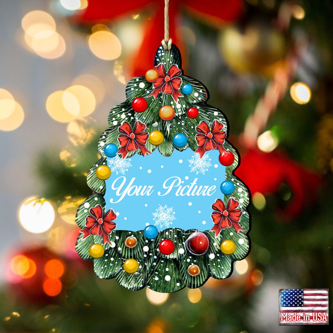 Christmas Tree Oval Picture Frame Ornaments - Ornament for Photo - Christmas Decor - 8119186PF