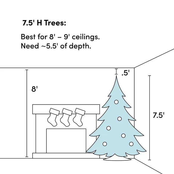 7.5 ft Upside Down Artificial Christmas Tree, Green