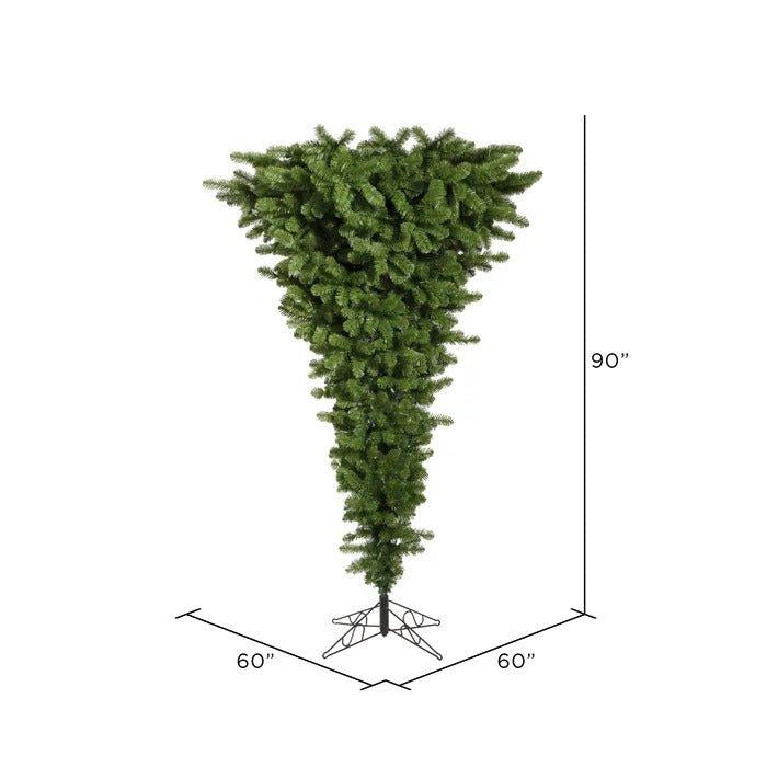 7.5 ft Upside Down Artificial Christmas Tree, Green