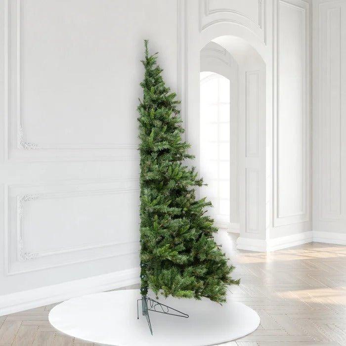 7.5' Green Artificial Half Pine Christmas Tree, The Holiday Aisle, Flat Back Design