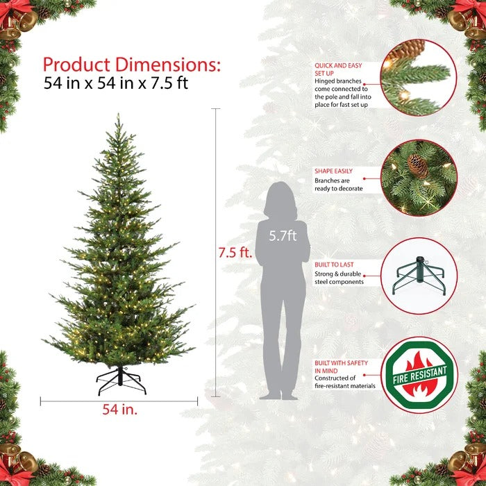 90'' Lighted Artificial Fir Trees Christmas Tree