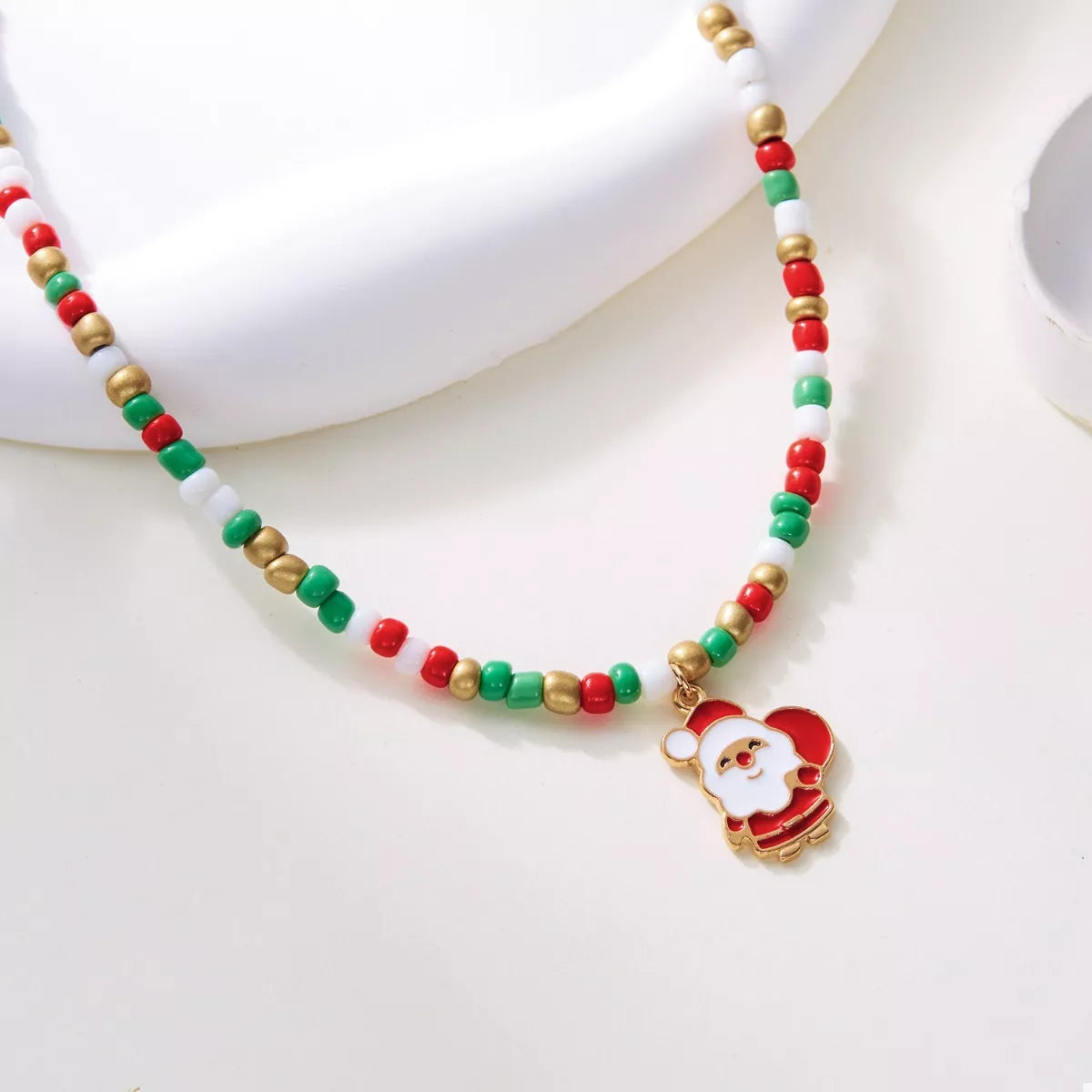 Christmas Themed Beaded Pendant Necklace