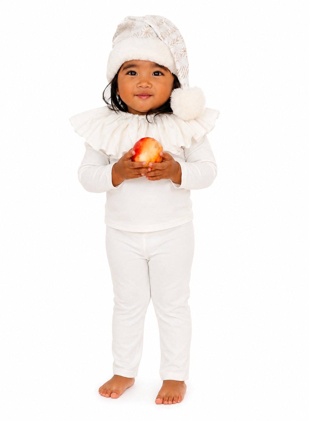 White Holiday Elf Costume-Christmas Gift for Kids - Cozy Cotton Stocking Stuffer
