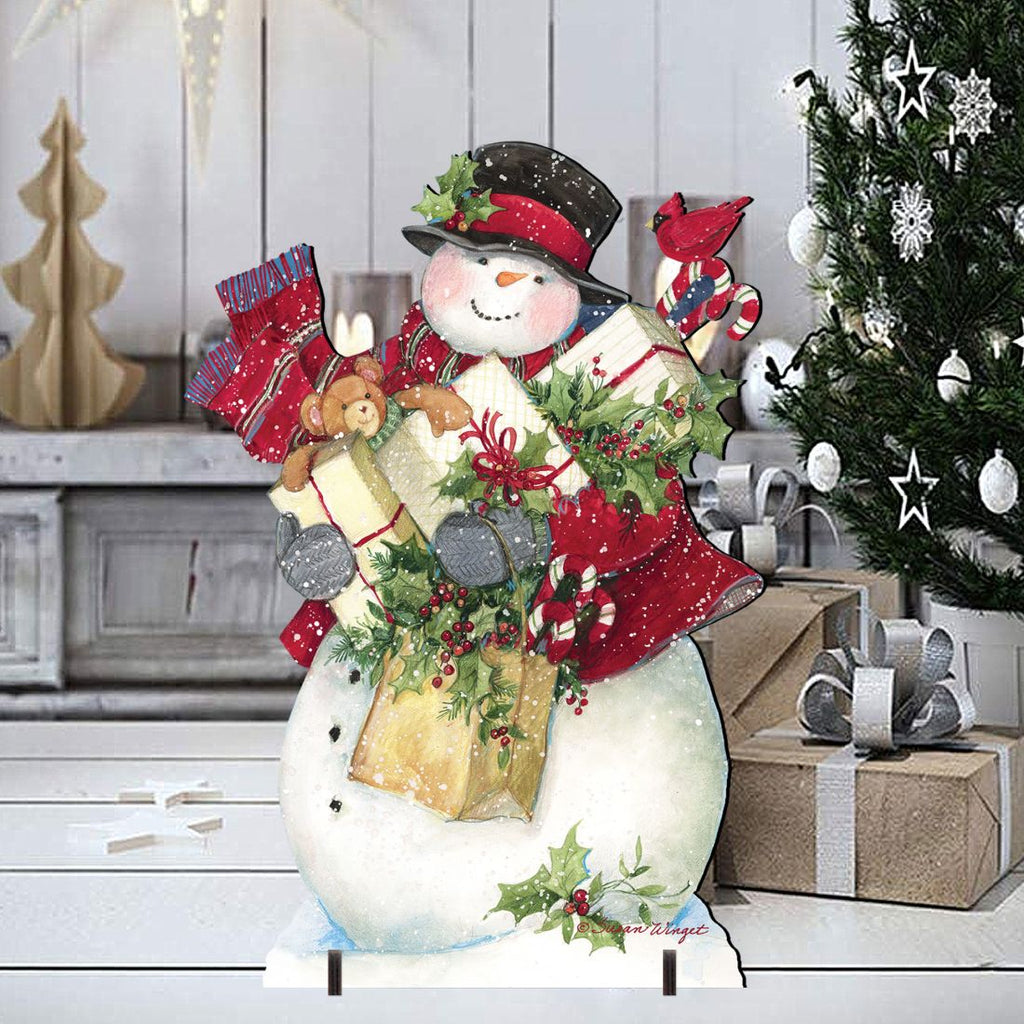 Dark Night Presents Christmas Outdoor Yard Sign by Susan Winget - Christmas Santa and Snowman Decor - 8471104F-SW