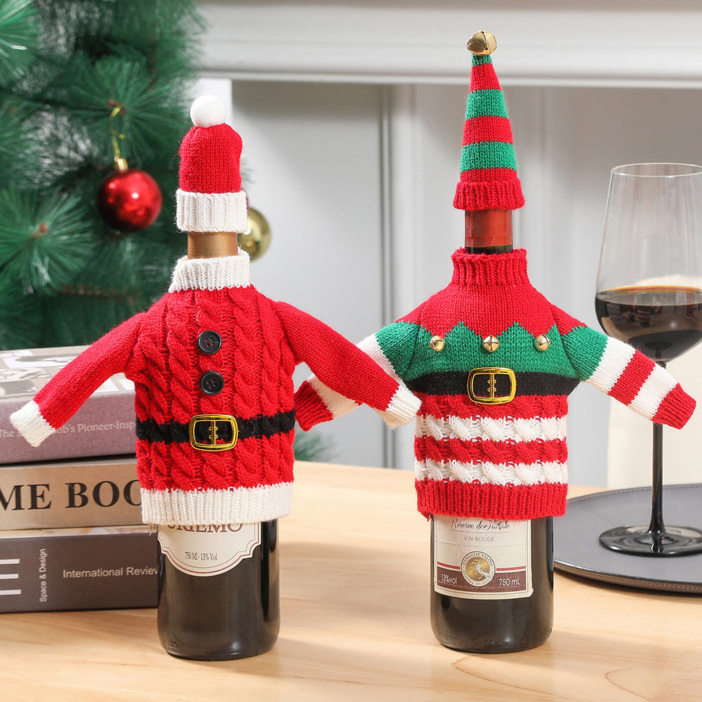 Christmas Knitted Wine Bottle Cover Decoration