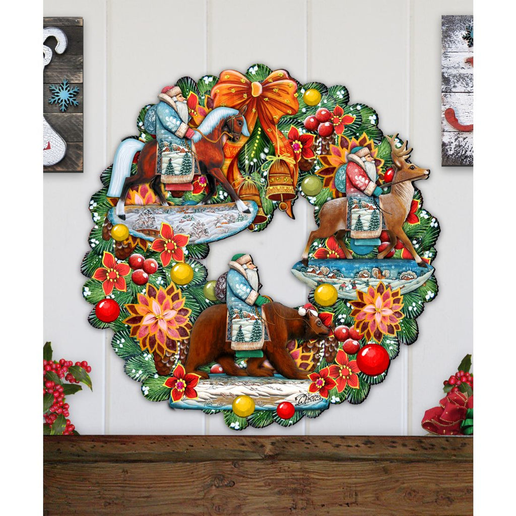 Traveling Santa Holiday Door Wreath by G. DeBrekht - Christmas Decor - 8185307-2H