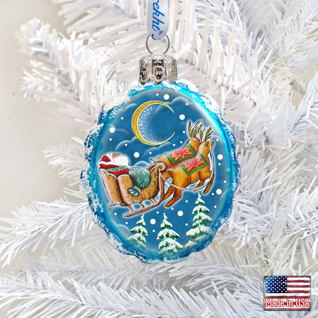 Up-Up and Away Mercury Glass Ornament by G. DeBrekht - Christmas Santa Snowman Decor - 777384