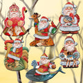 Santa Clip-On Eco Wood Decorative Ornaments Set of 6 by G. Debrekht - Christmas Decor - 8090131C-S6