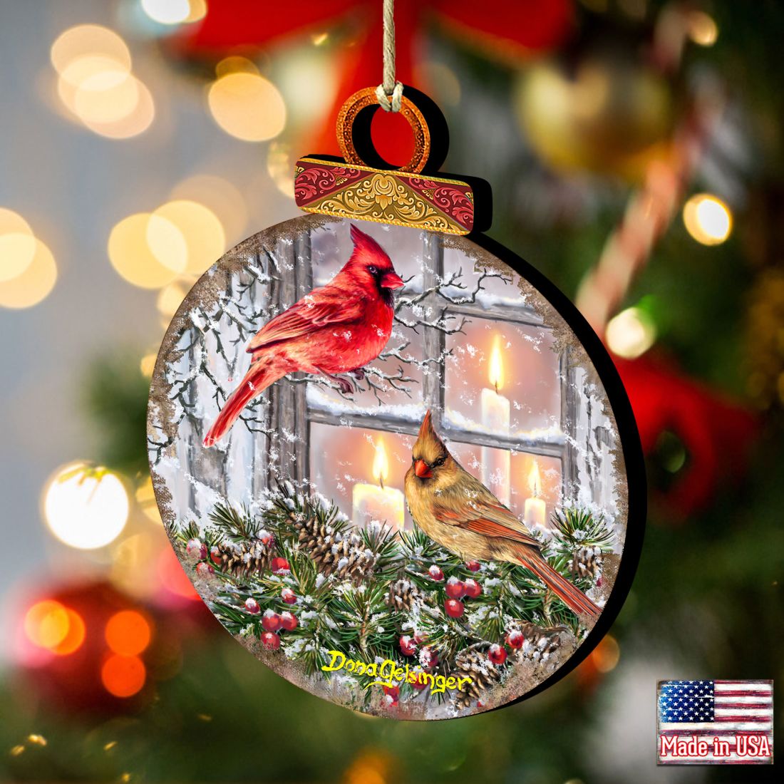 House Birds Christmas Wooden Ornaments by Gelsinger - Christmas Decor - 8121126DG