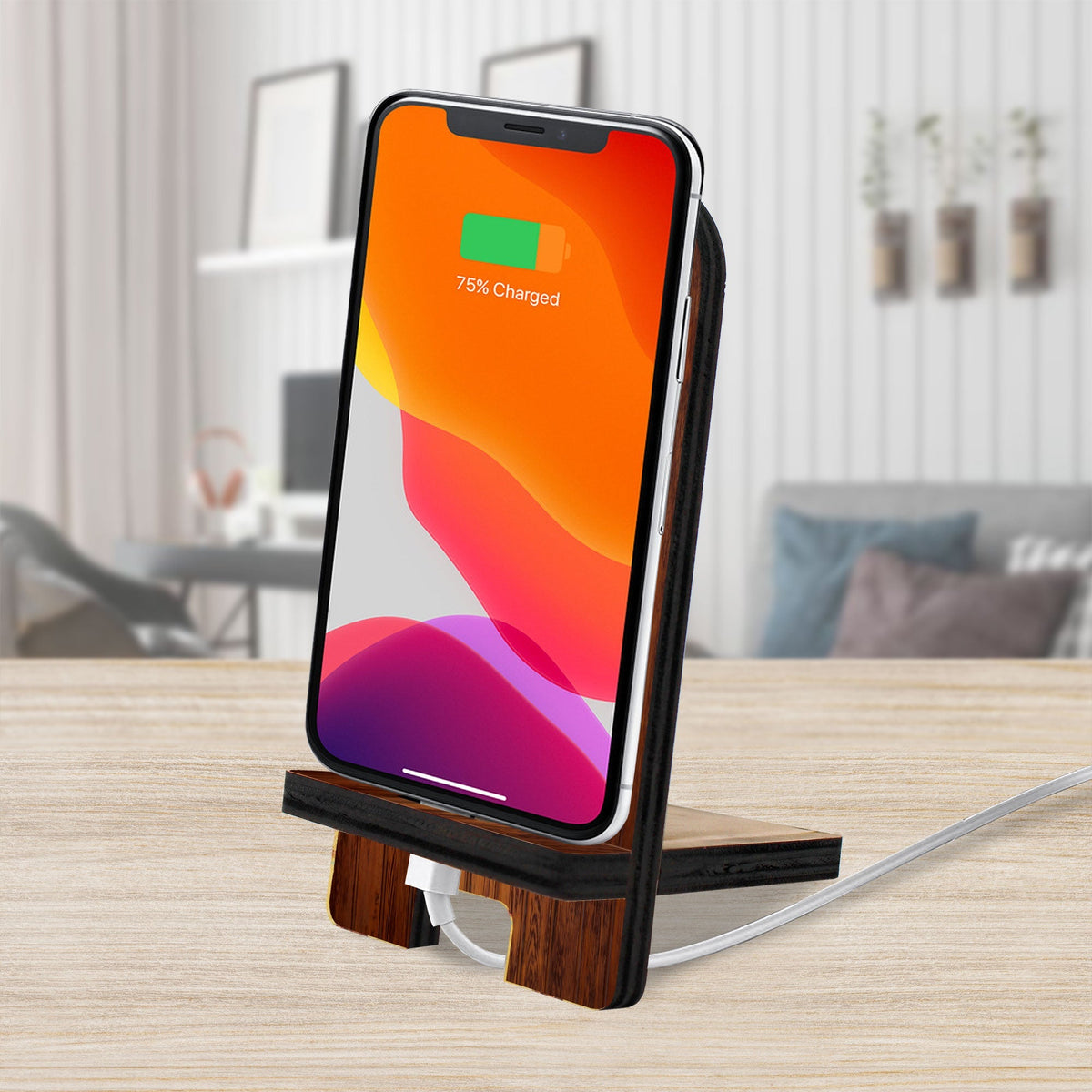 The Owl Cell Phone Stand Halloween Decor Wood Mobile Tablet Holder Charging Station Organizer - 892032