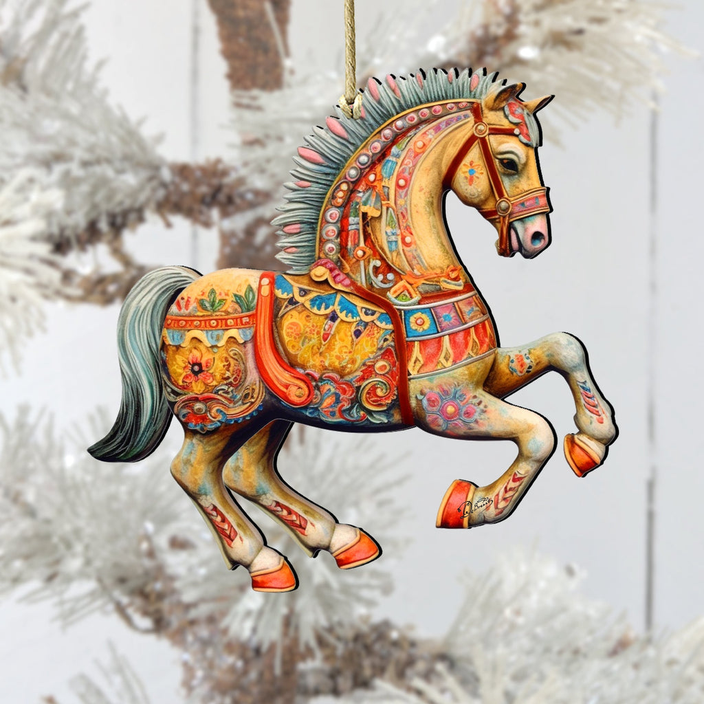Carousel Horse Wooden Ornaments by G. Debrekht - Christmas Decor - 8100193-3